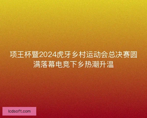 项王杯暨2024虎牙乡村运动会总决赛圆满落幕电竞下乡热潮升温